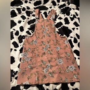 No Boundaries Juniors' Dresses Daisy Floral Overall Dress